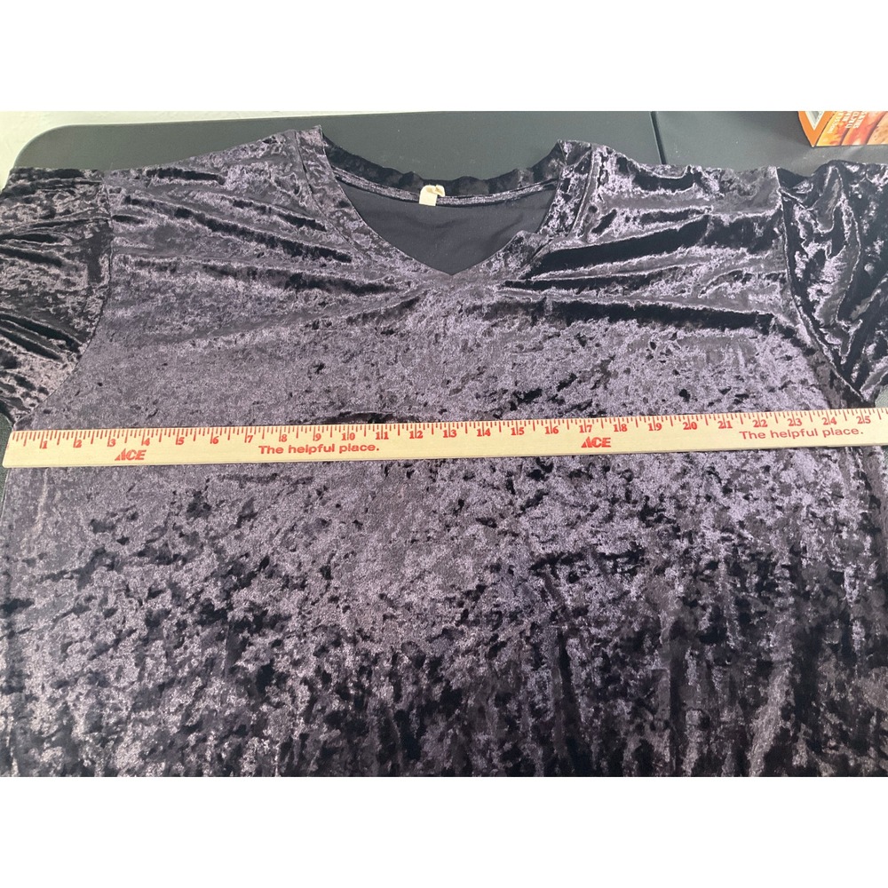 Wishlist Top Women's Sz L‎ Purple Crushed Velvet V Neck Whimsigoth Fairy Grunge - Picture 6 of 9